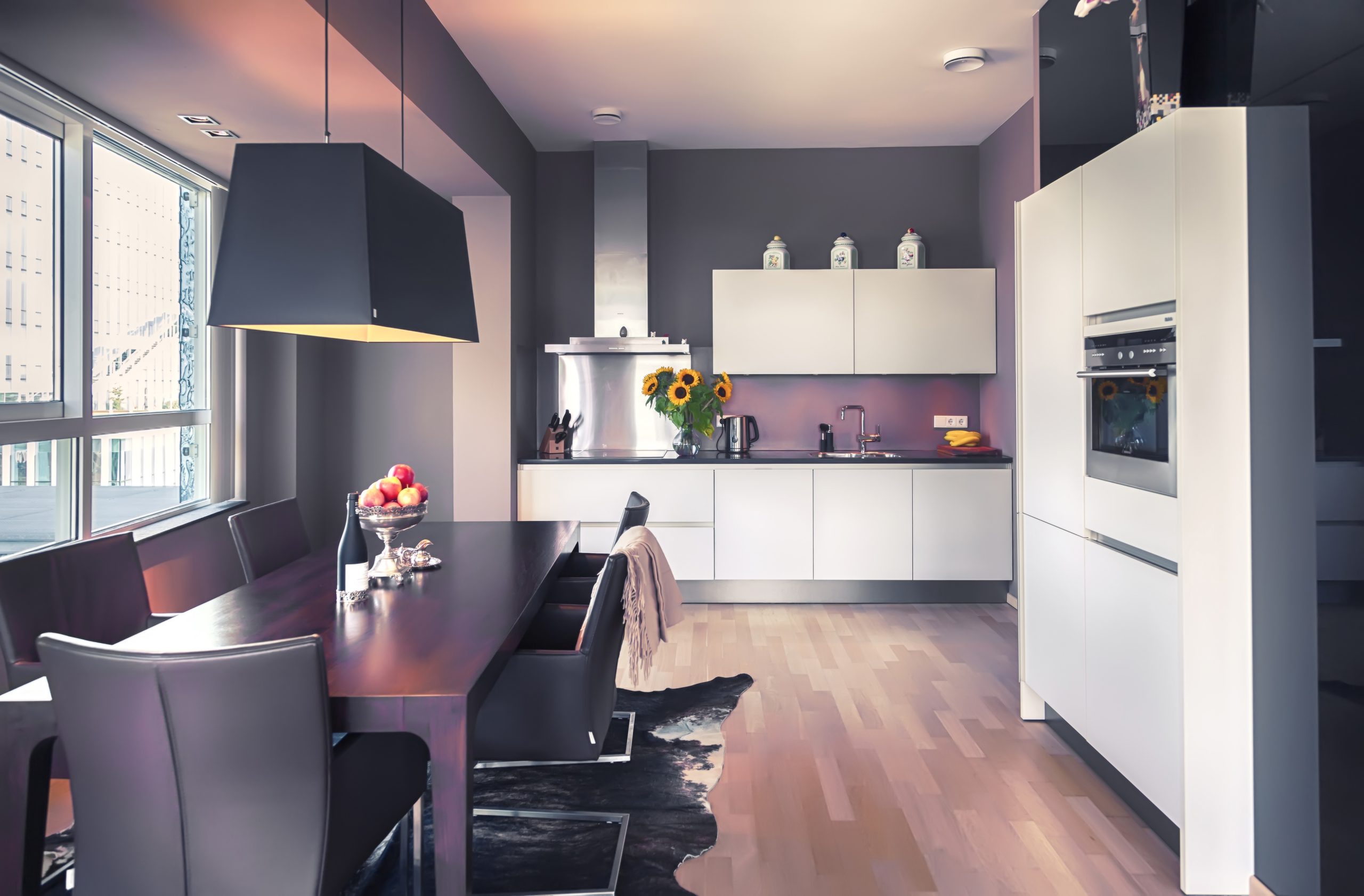 modern kitchen in living room